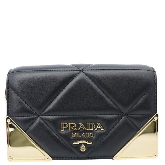Prada Quilted Nappa Stitched Leather Crossbody Bag Black - Picture 4 of 15
